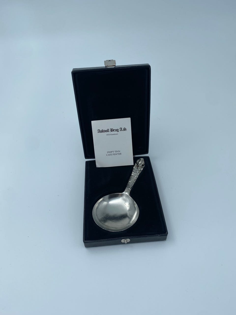 ASKVOLL BRUG STØPT TINN made in Norway Vintage Askvoll Brug Støpt Tin Cast Pewter Extra Large Spoon