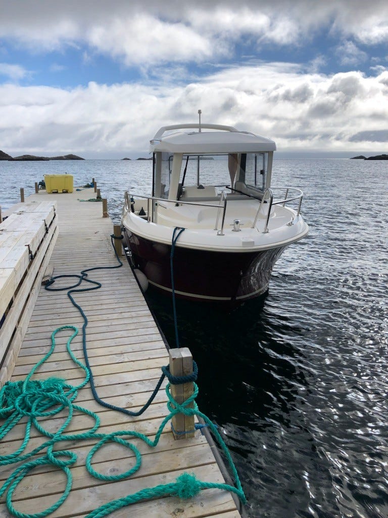 Båten, Merlin fisher 21ft/115hk . God plass til 4 voksne, fire redningsvester inkludert. Galleribilde