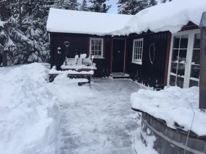 Hytta vinter Galleribilde