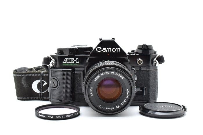 Canon AE-1 PROGRAM Black+ NFD 50㎜ f/1.4 Canon AE-1P + Canon 50mm f1.4 SLR film camera set ( Serviced