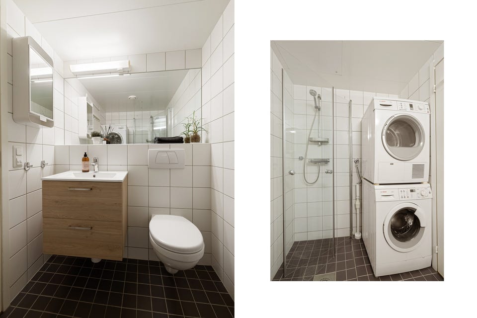 God plass til både vaskemaskin og tørketrommel.