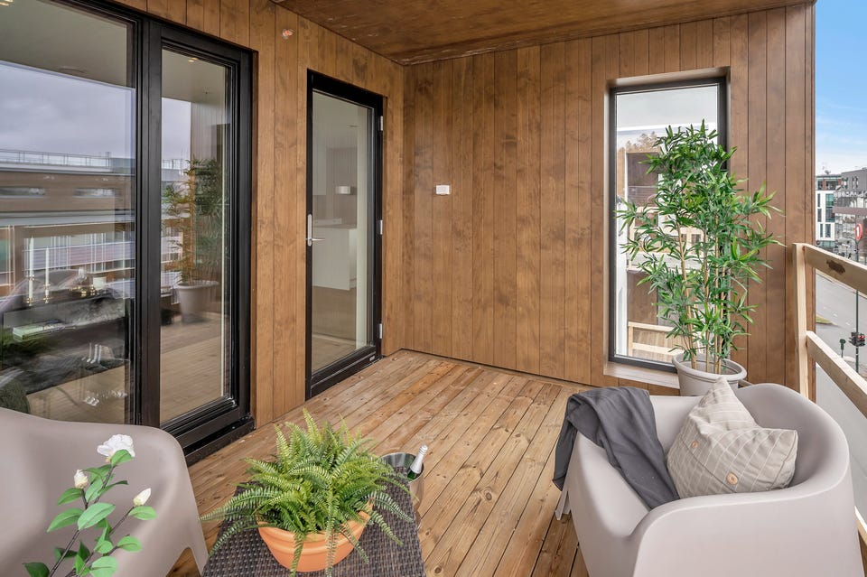 Covered balcony.