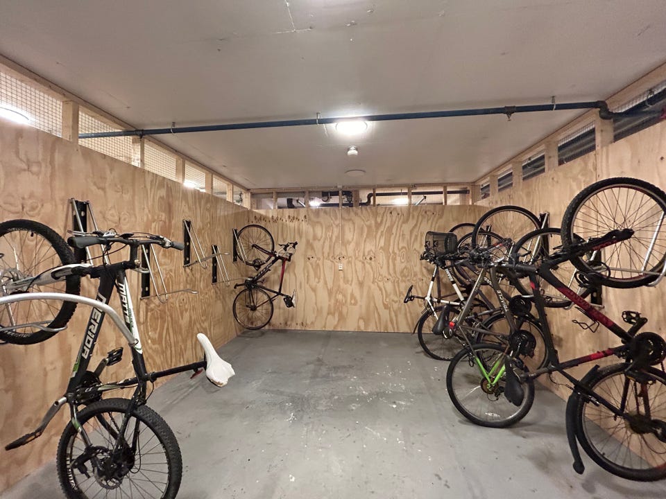 Shared lockable bicycle parking in the basement