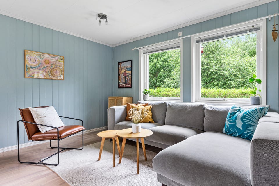 Meget flott stue med varme i gulv og utgang til stor solrik terrasse