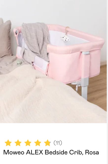 Moweo bedside crib rosa FINN-torget
