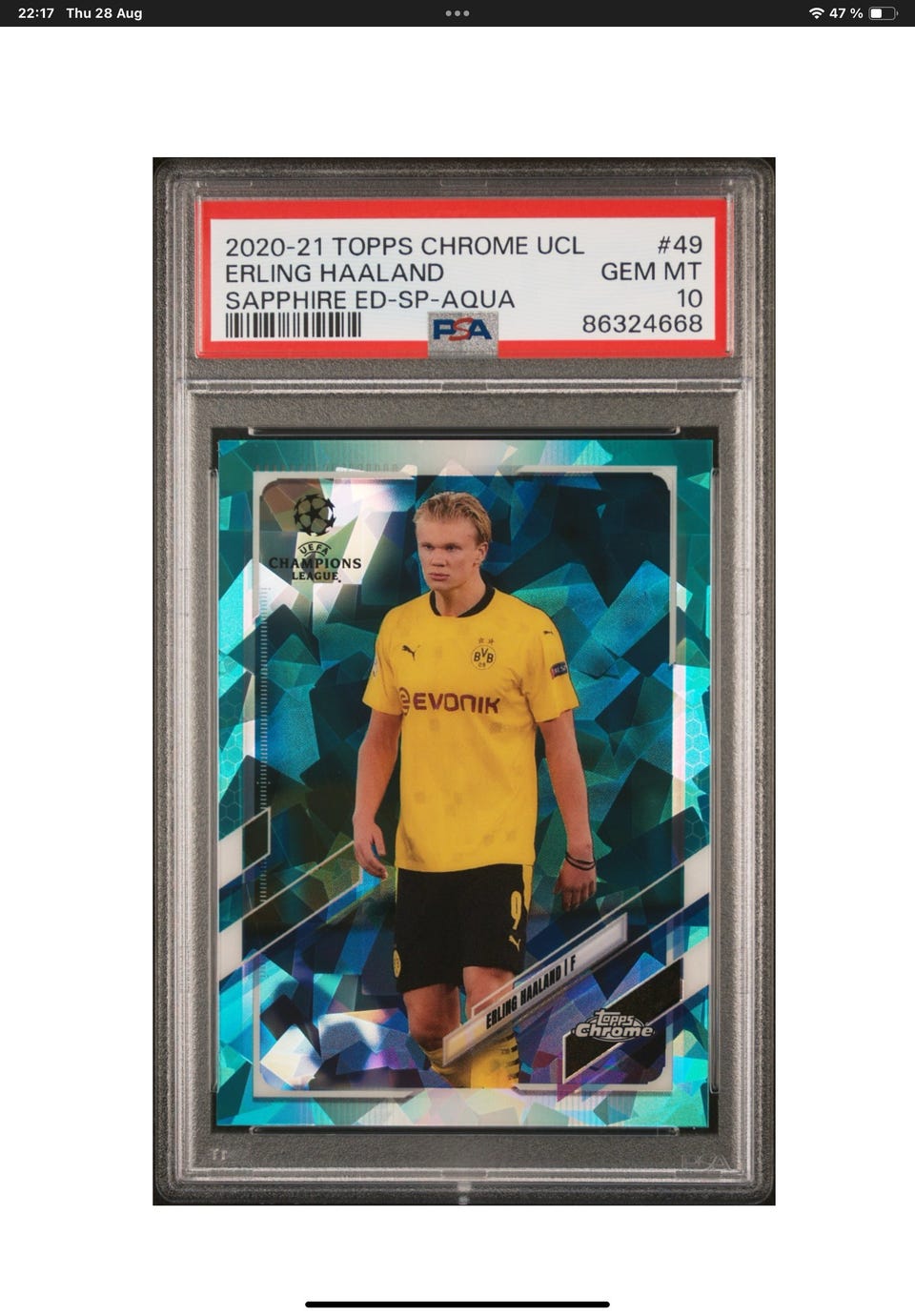 2020 TOPPS CHROME UEFA CHAMPIONS SAPPHIRE EDITION ERLING