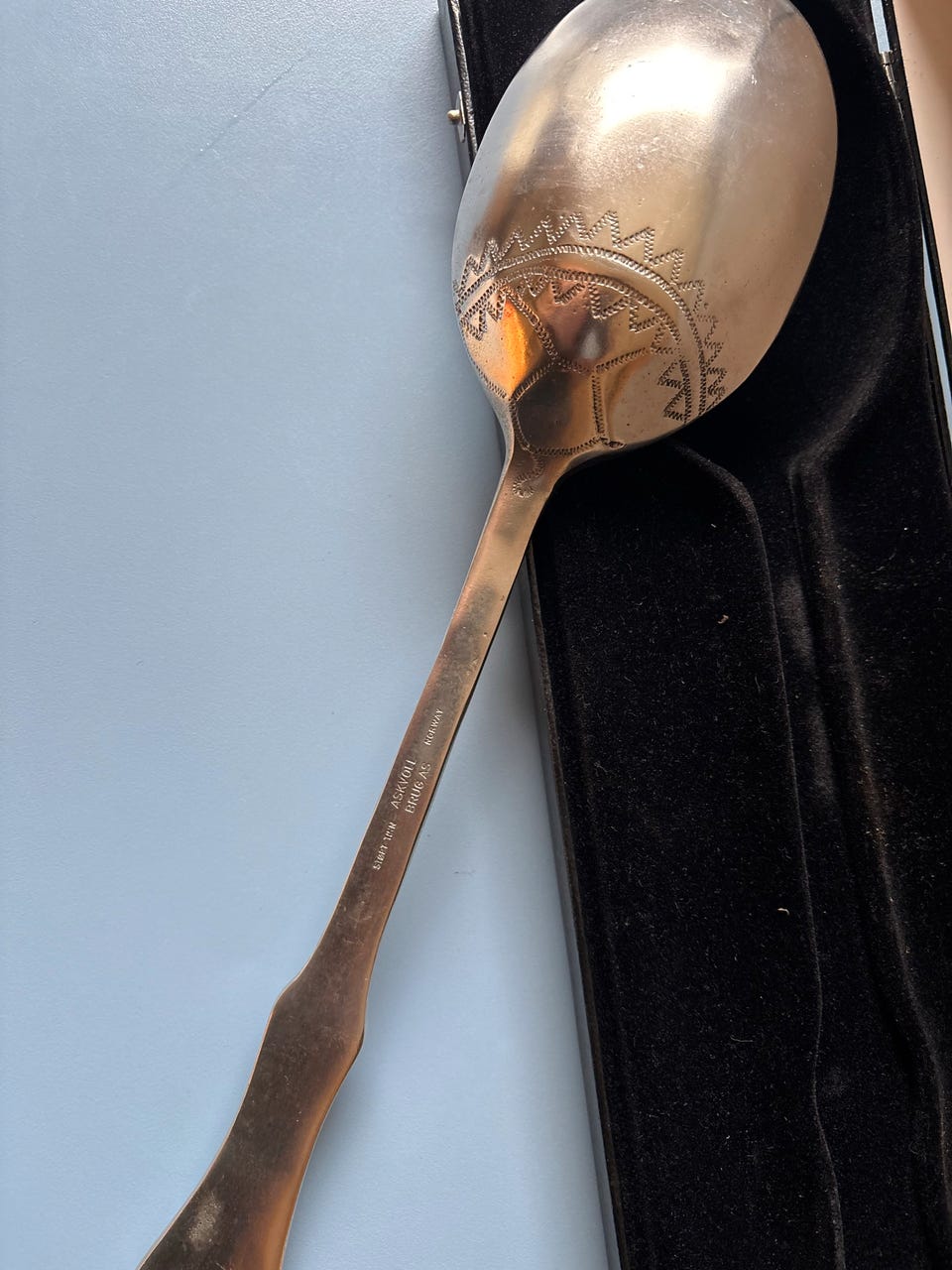ASKVOLL BRUG STØPT TINN made in Norway Vintage Askvoll Brug Støpt Tin Cast Pewter Extra Large Spoon