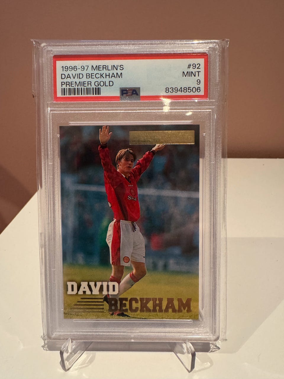 1996-97 Merlin David Beckham #92 RC Rookie Premier Gold PSA