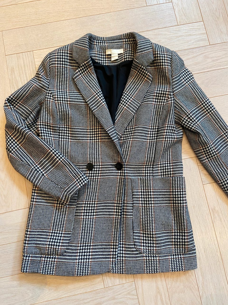 H&M Blazer Grå Rutet Dame Str 38 FINN-torget