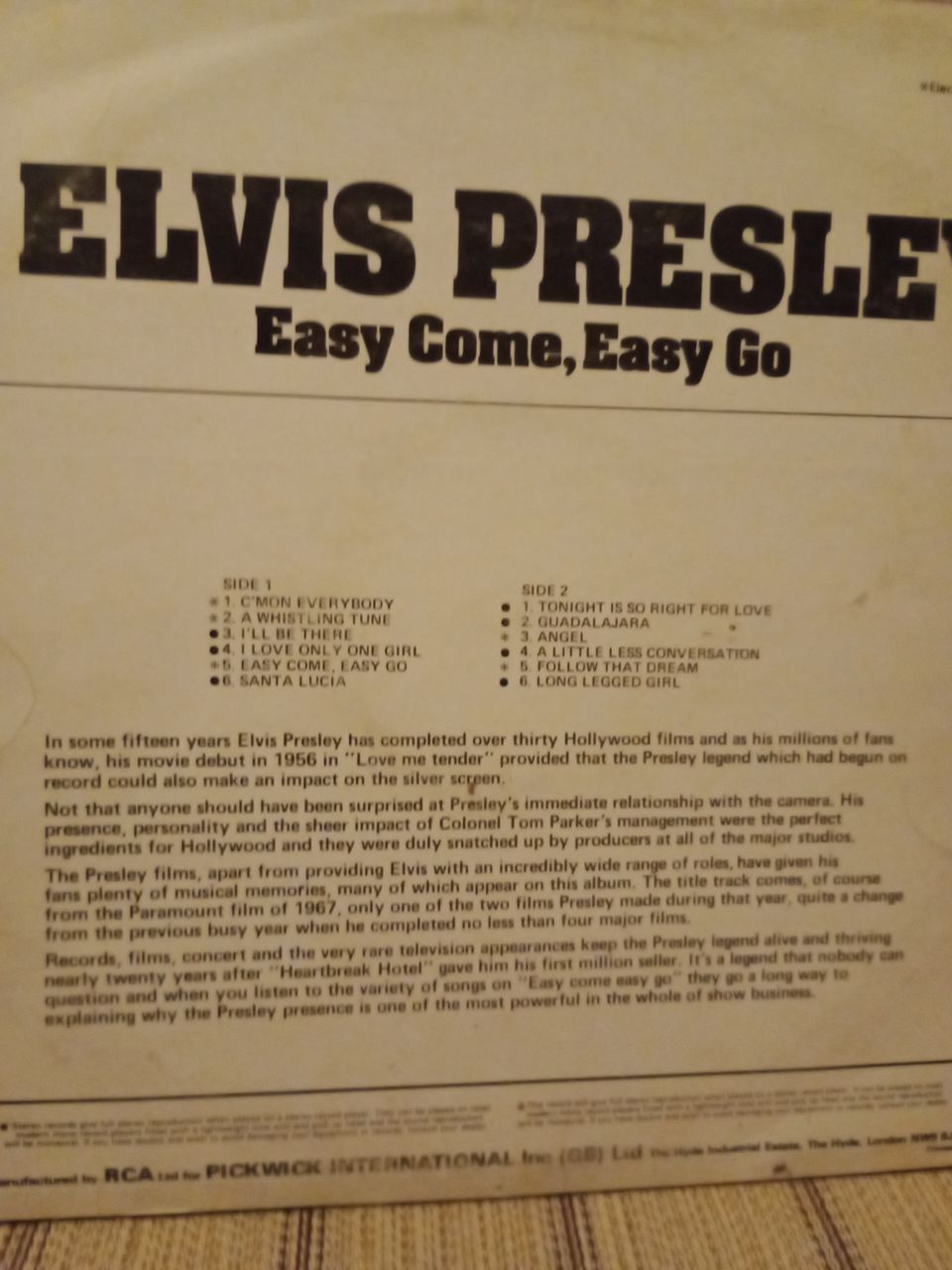 Elvis Presley - easy come, easy go - LP | FINN-torget