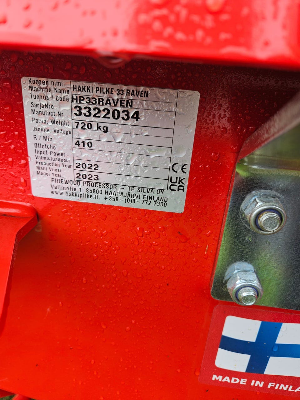 Hakki Pilke Raven 33 vedmaskin 2024 – bilde 5 av 6