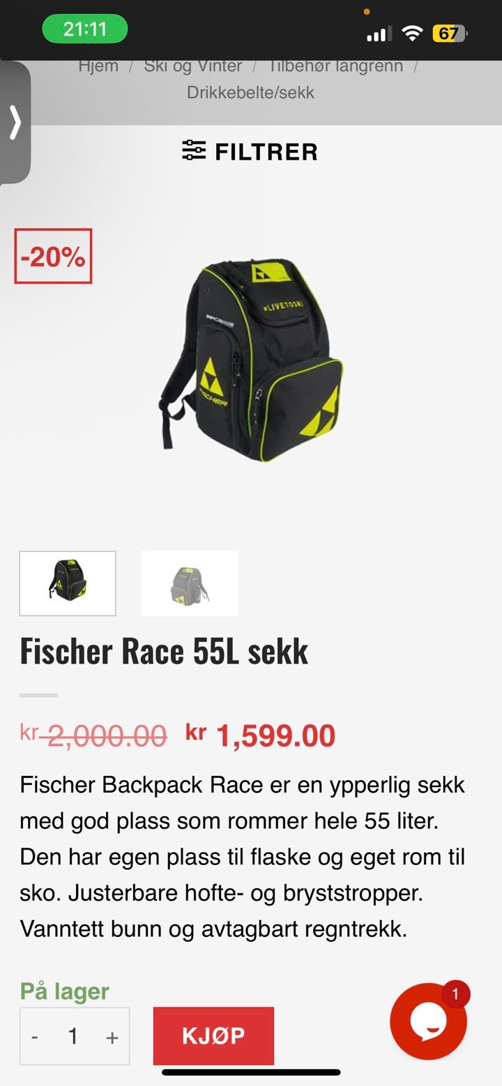 Fischer BackPack Race 55 liter FINN-torget