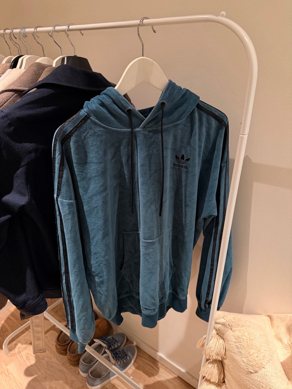 Adidas Velour Hoodie Herre M Blå FINN-torget