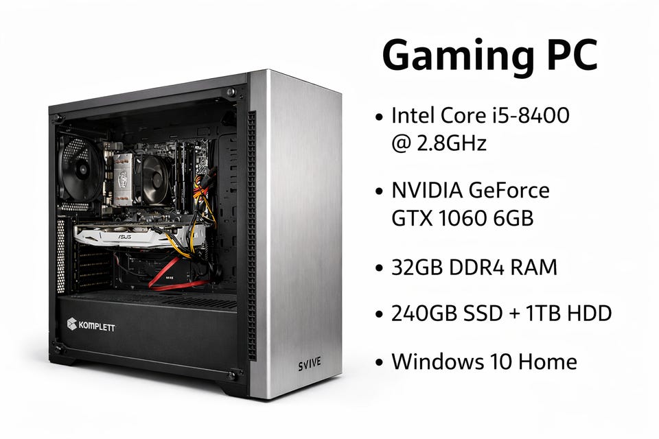 Gaming-PC – GTX 1060 6GB, i5-8400, 32GB RAM, SSD + HDD | FINN-torget