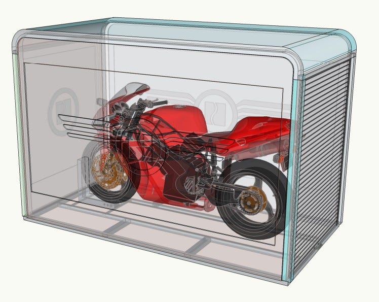 Isolert frittstående motorsykkelgarasje