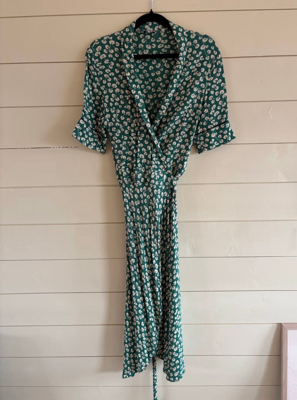 green emerald velvet dress GANNI "Dalton Crepe" floral green wrap dress  BOREAL REBORN