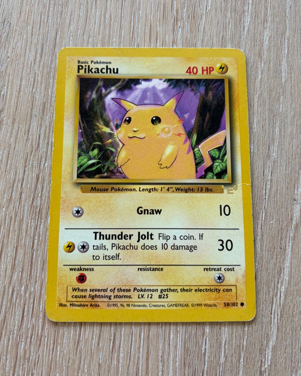 1999 Pokemon Pikachu #58 E3 gold stamp promo | FINN-torget