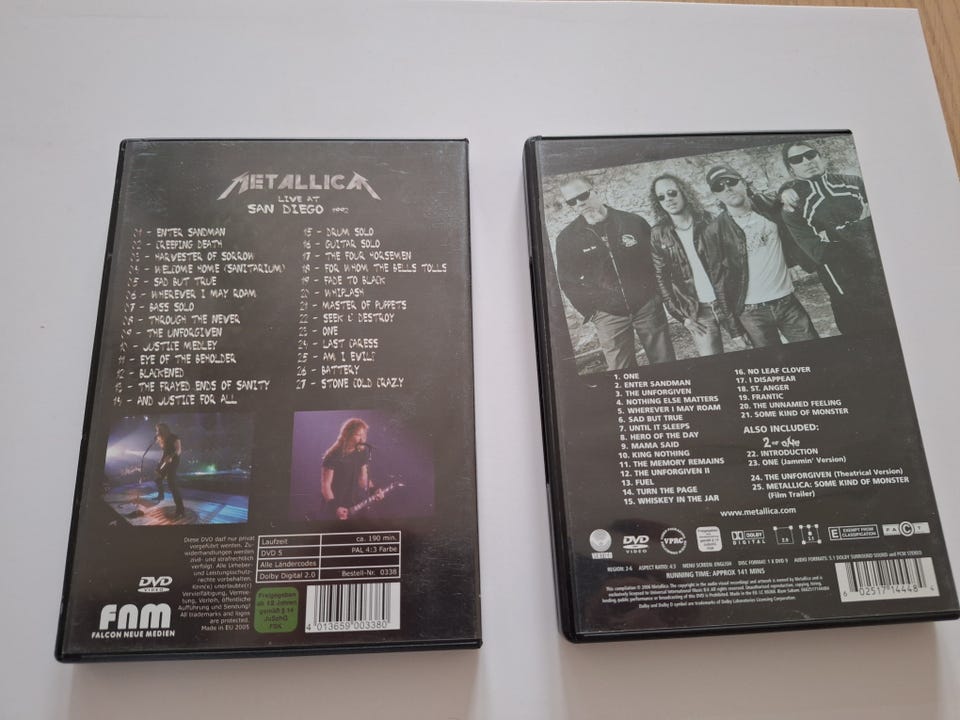 Metallica Live at San Diego 1992 DVD (The Videos 1989-2004 følger