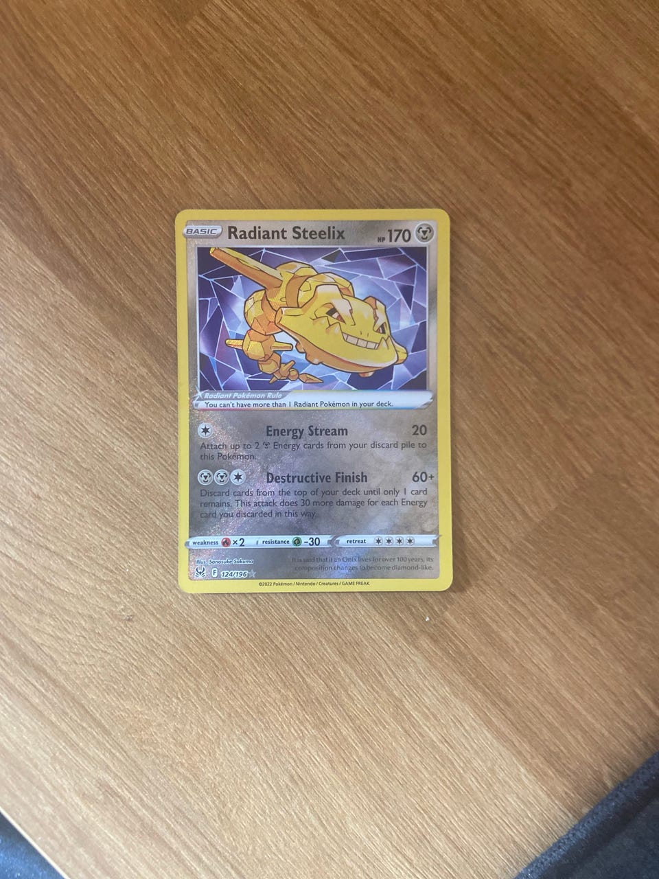 pokemon card 124 196 Radiant Steelix - 124/196 Full Art Holo Rare taken of our stock. Radiant Steelix 124/196 Radiant Rare