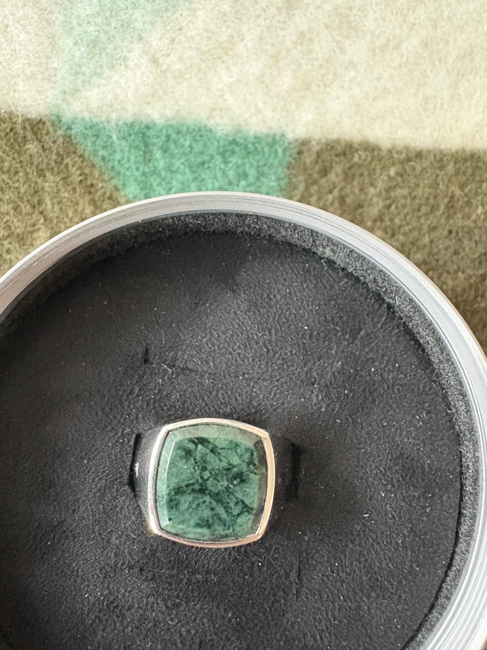 Tom Wood, Cushion Green Marble Ring (62) | FINN-torget