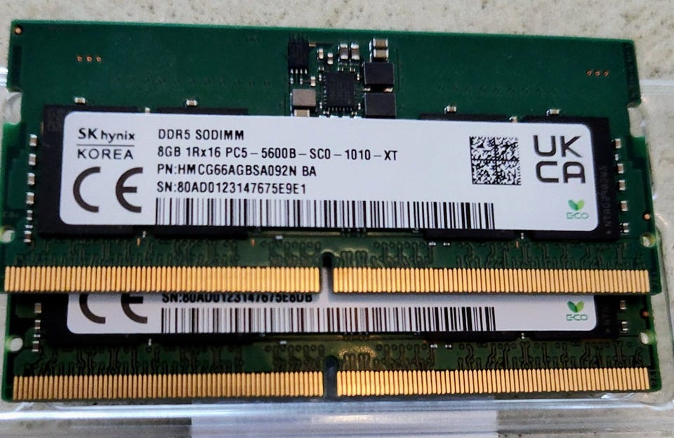 【美品】SK hynix DDR5-5600 32GB（16GB✖️2） SK hynix DDR5 5600 SO-DIMM ram16gb(2x8) | FINN-torget