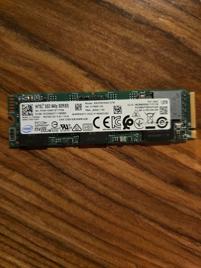 Intel 660p 1TB NVMe M.2 SSD – 98% helse, lite brukt! | FINN-torget