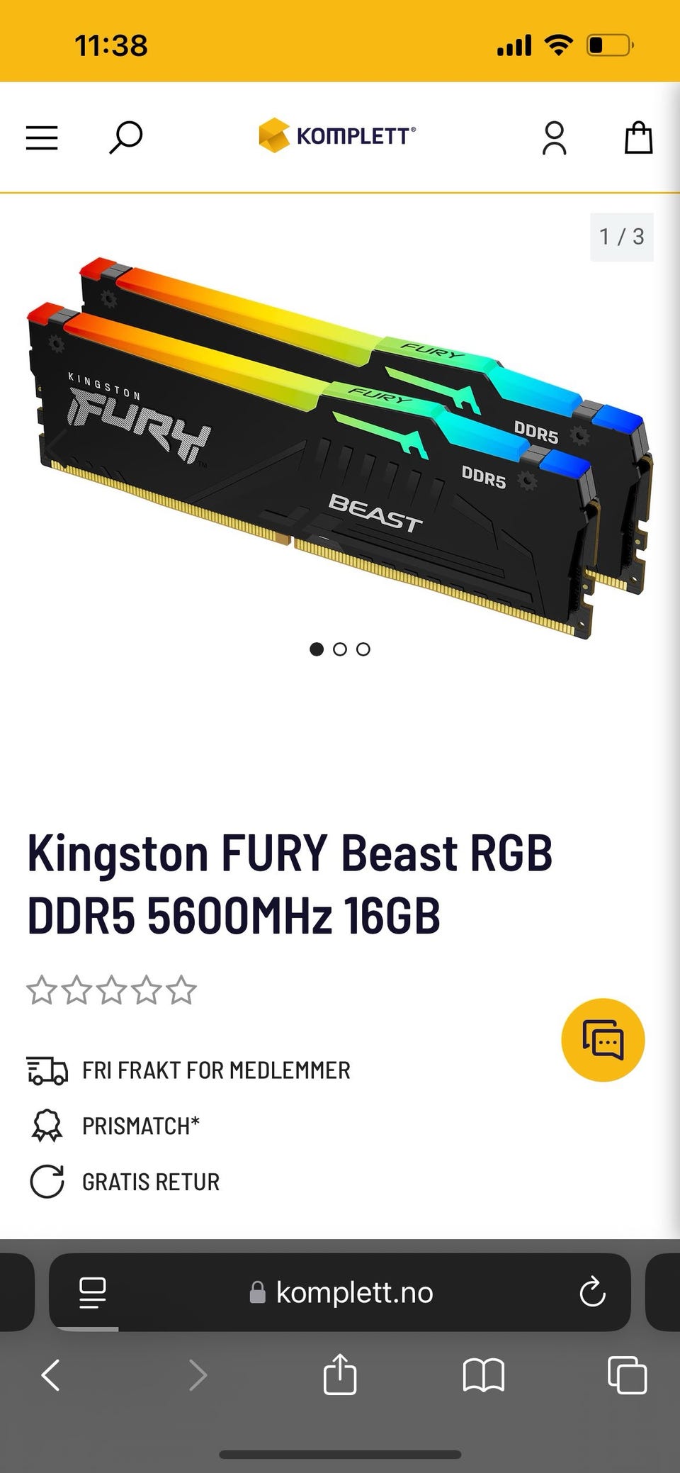 Kingston Fury Beast DDR5 RAM 5600MHz 16GB (2x8GB) uåpnet | FINN-torget