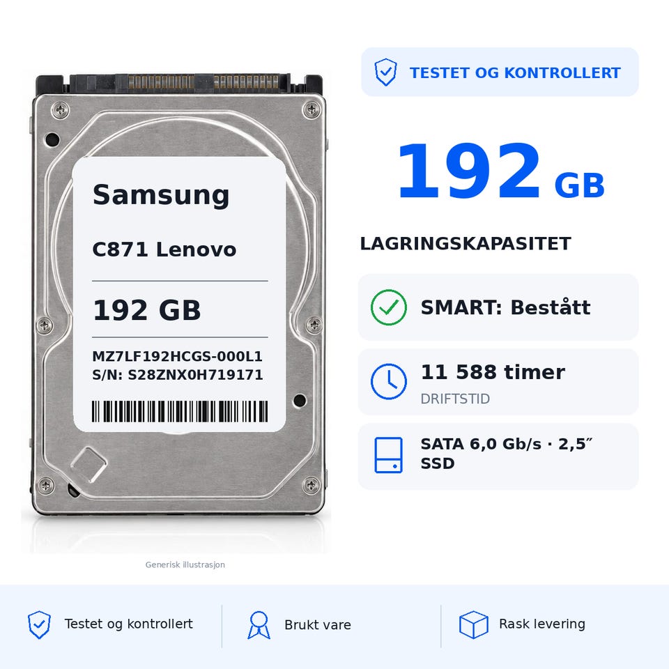 Samsung CM871 Lenovo SSD - 192GB | FINN-torget