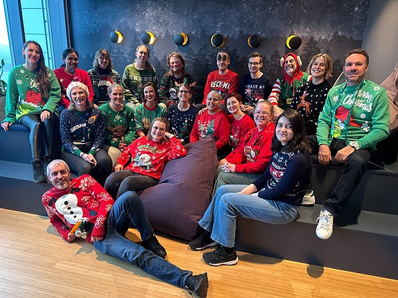 And we love to dress up for the "Ugly Christmas Sweater" day!