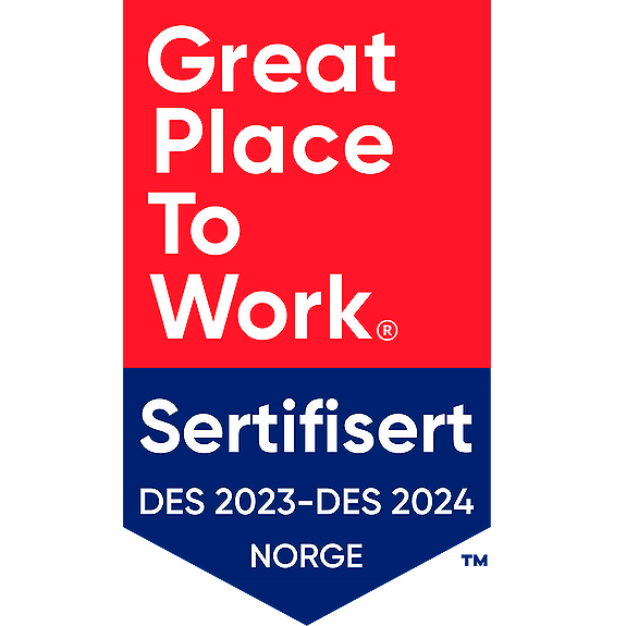 Sertifisert som et Great Place to Work - to år på rad.
