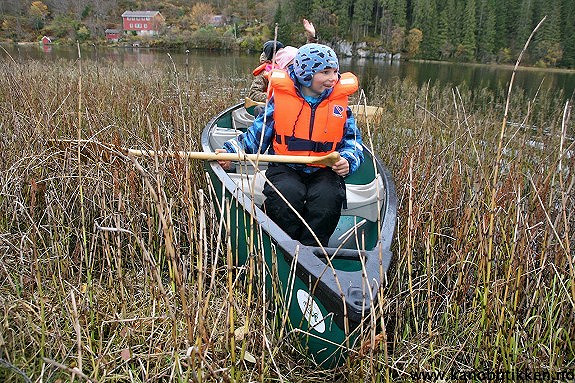 Kanopakke 2: Kanohenger med 8 Mackinaw kanoer, padleårer og vester