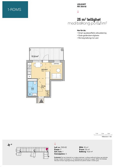 Plantegning som viser leilighet D 03-02