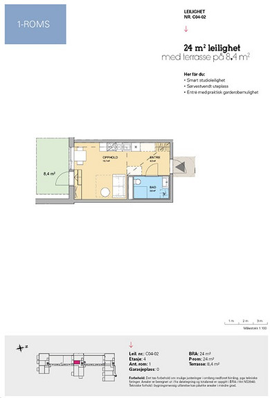 Plantegning som viser leilighet C 04-02