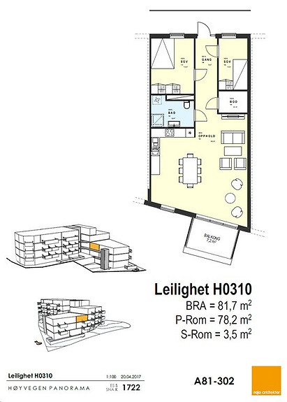 Plantegning som viser leilighet 10 - 3. ETG.