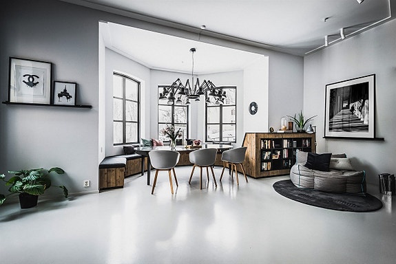 224 kvm industriell designleilighet tilbaketrukket ved Sagene. Arkitektinnredet med unike løsninger.