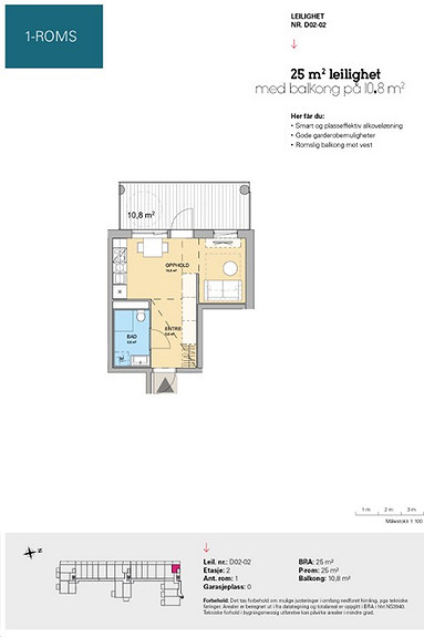 Plantegning som viser leilighet D 02-02