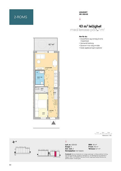Plantegning som viser leilighet G03 - 03