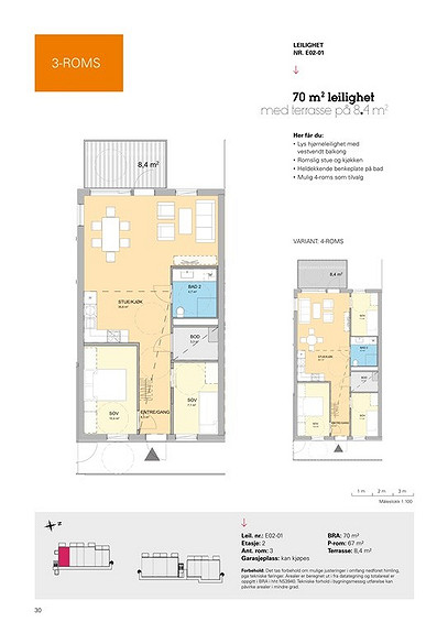 Plantegning som viser leilighet E02 - 01