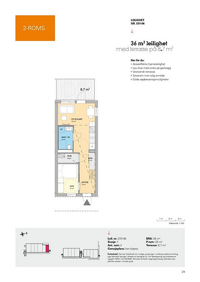 Plantegning som viser leilighet E01 - 06