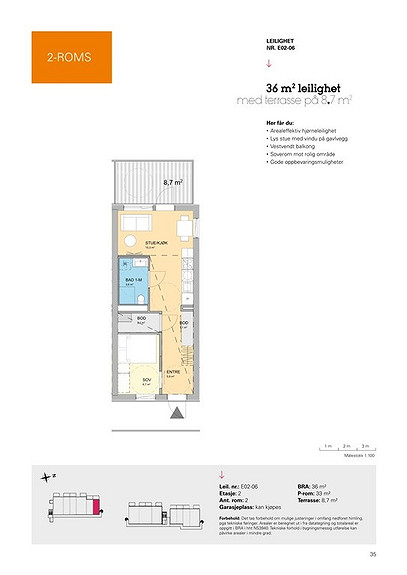 Plantegning som viser leilighet E02 - 06