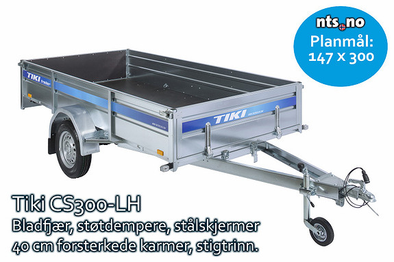 Mye henger for pengene! Stor, romslig varehenger med tipp, høy karm og bladfjær til knallpris!