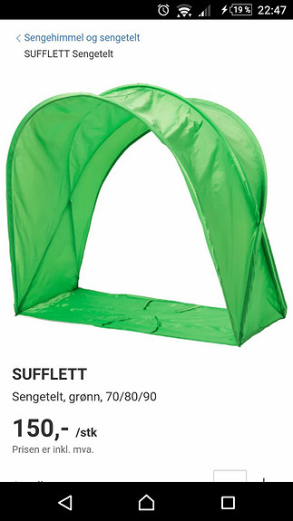 IKEA SUFFLETT sengetelt, grønn torget