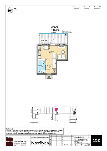 Plantegning som viser leilighet C 02-02