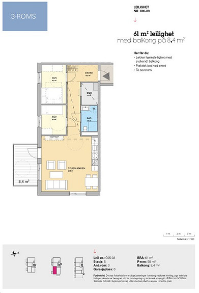 Plantegning som viser leilighet C 05-03
