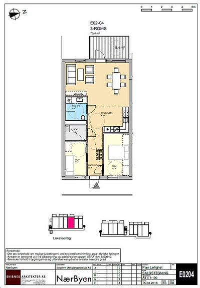 Plantegning som viser leilighet E02 - 04