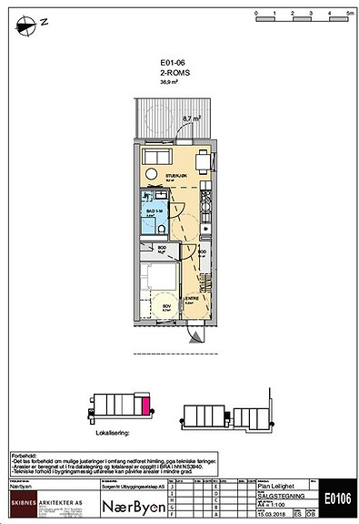 Plantegning som viser leilighet E01 - 06