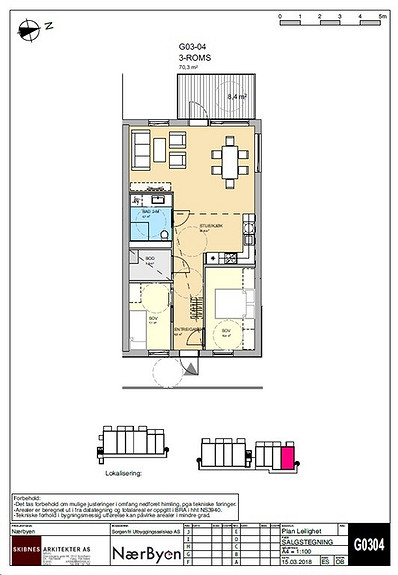 Plantegning som viser leilighet G03 - 04