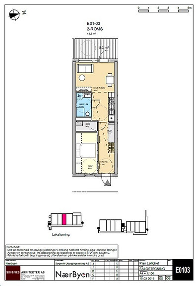 Plantegning som viser leilighet E01 - 03