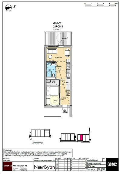 Plantegning som viser leilighet G01 - 02