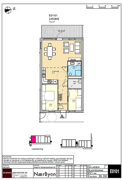 Plantegning som viser leilighet E01 - 01